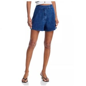AQUA Wide Leg Denim Shorts in Medium Wash, Size S, NWT $78